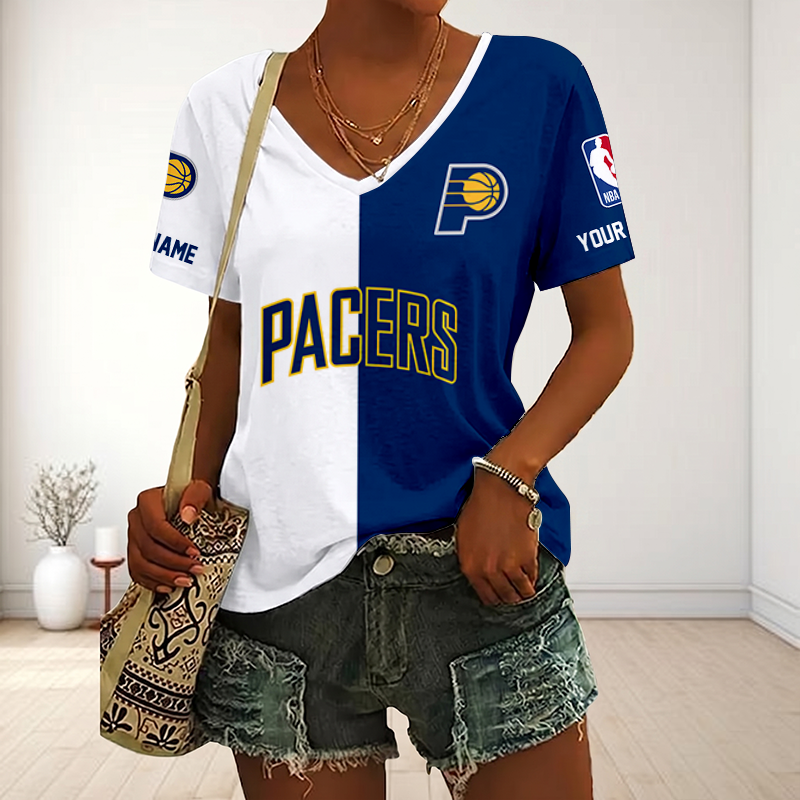 LIMITED EDITION - NEW CUSTOMIZED NBA06 IPA INDIANA PACERS V-NECK FEMALE SHIRT
