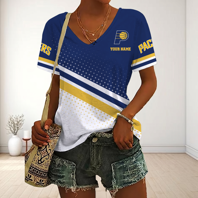 VIRAL EDITION - NEW CUSTOMIZED NBA06 IPA INDIANA PACERS V-NECK FEMALE SHIRT