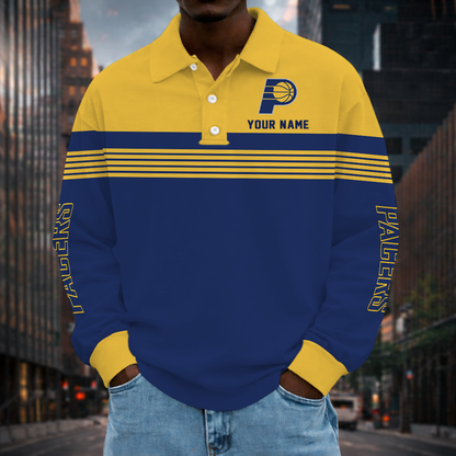 VIRAL EDITION - NEW CUSTOMIZED NBA06 IPA INDIANA PACERS MEN LONG SLEEVE POLO