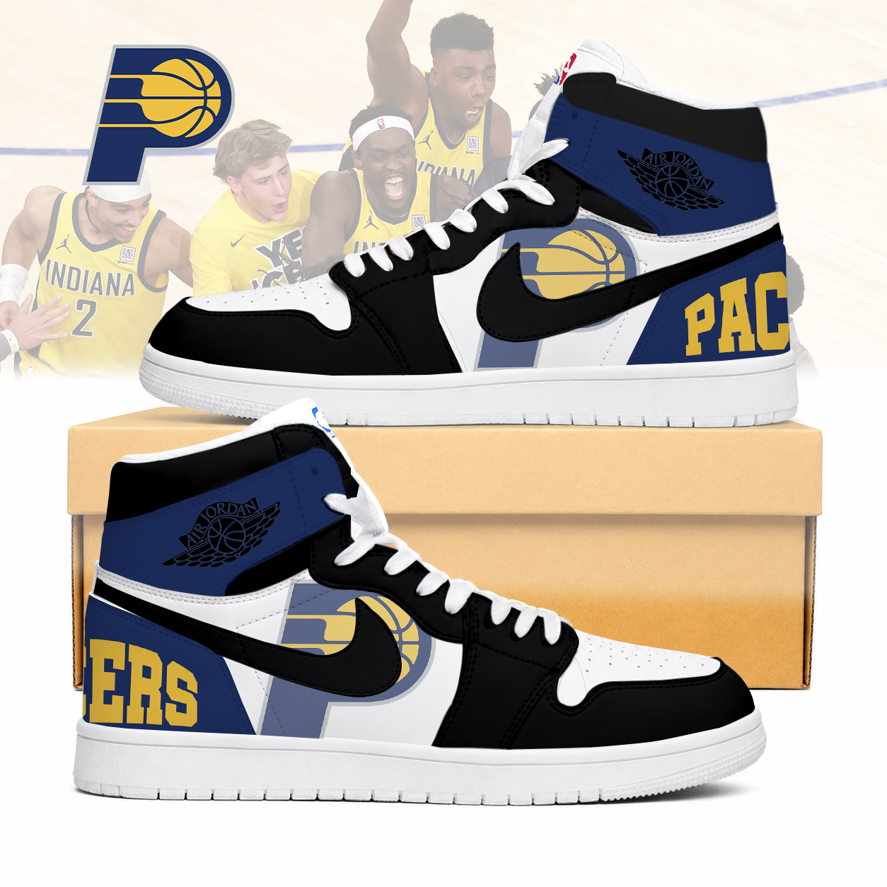 FINAL SALE - NEW CUSTOMIZED NBA06 IPA INDIANA PACERS AIR JORDAN SNEAKERS