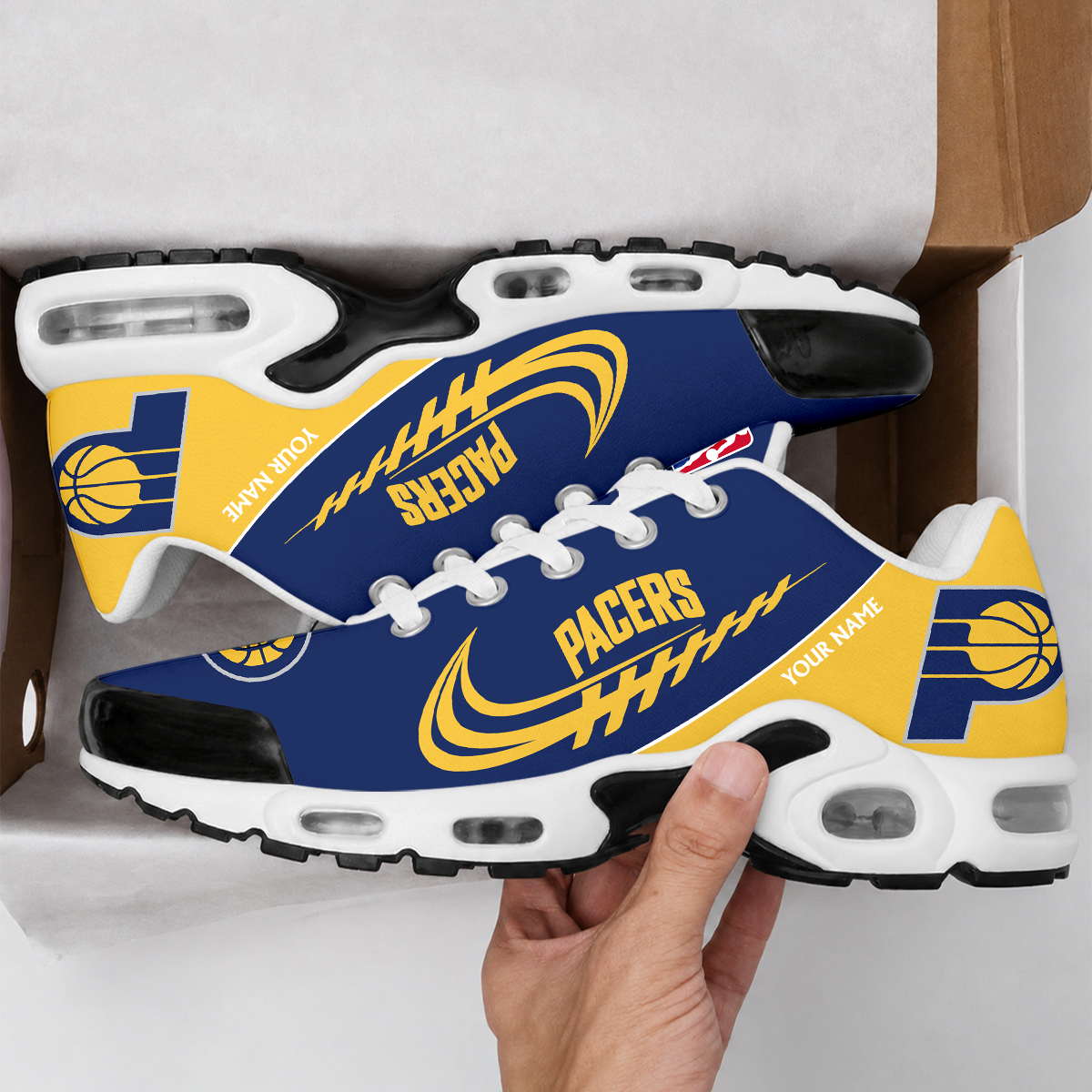 LIMITED EDITION - NEW CUSTOMIZED NBA06 IPA INDIANA PACERS AIR MAX PLUS SNEAKERS