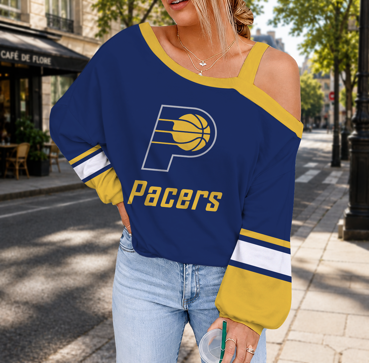 FINAL SALE - NEW CUSTOMIZED NBA06 IPA INDIANA PACERS DROP SHOULDER SWEATSHIRT