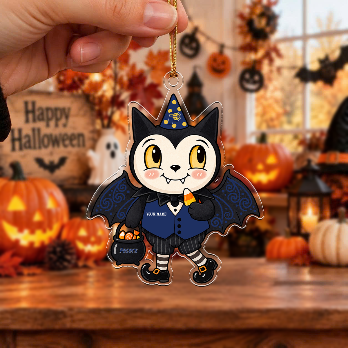 SPECIAL  EDITION - NEW CUSTOMIZED NBA06 IPA INDIANA PACERS HALLOWEEN ACRYLIC ORNAMENT