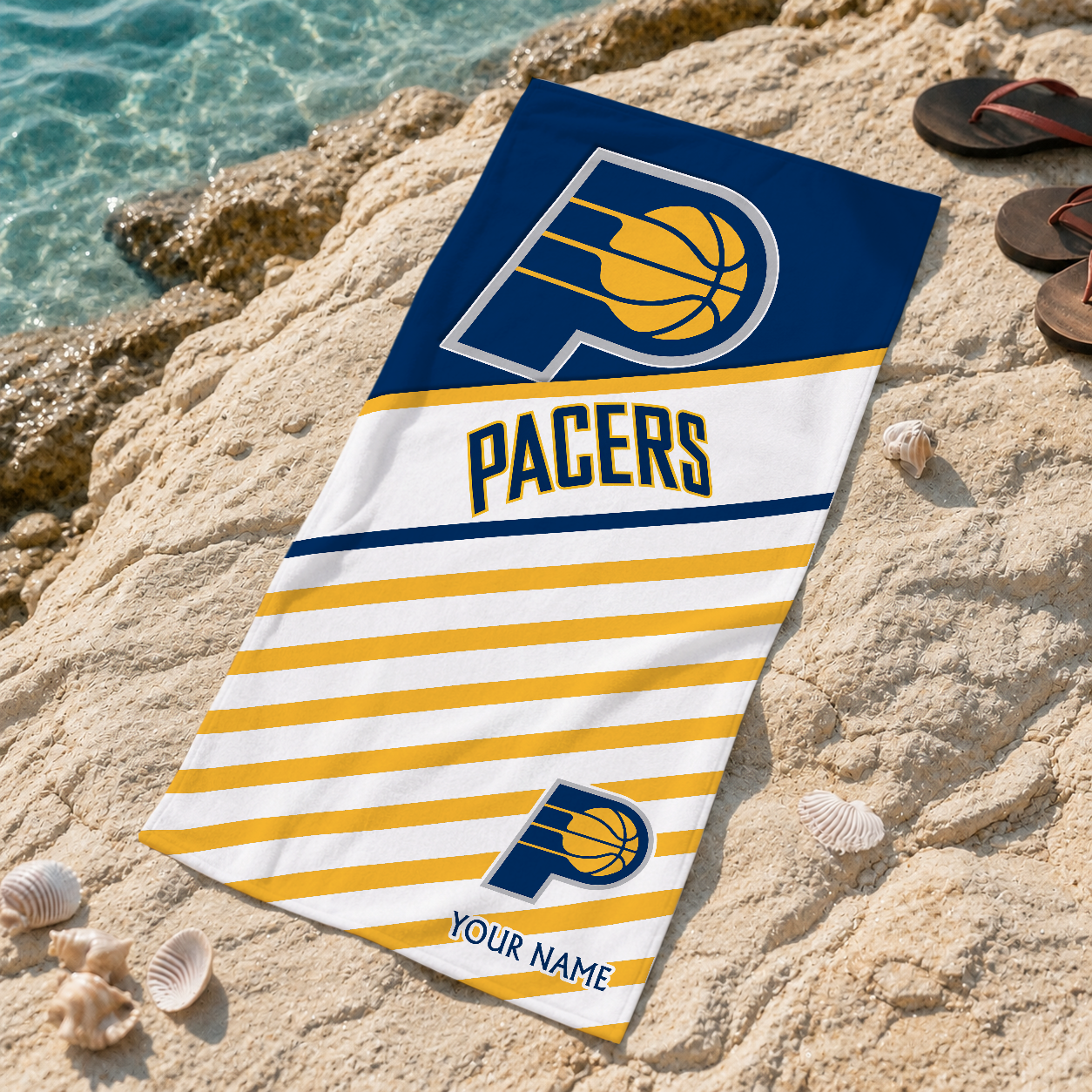 FINAL SALE - NEW CUSTOMIZED NBA06 IPA INDIANA PACERS BEACH TOWEL FOR FAN