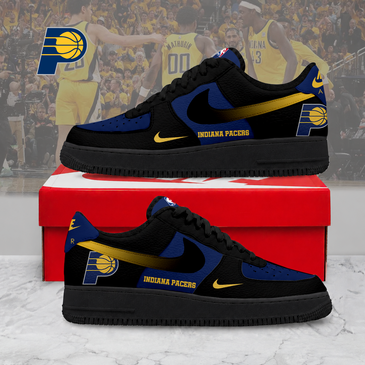 FINAL SALE - NEW CUSTOMIZED NBA06 IPA INDIANA PACERS AF1 SNEAKERS
