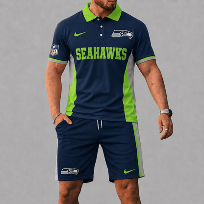 SPECIAL EDITION - NEW CUSTOMIZED | NFL06 SSH SEATTLE SEAHAWKS POLO SHIRT & SHORT PANTS SET