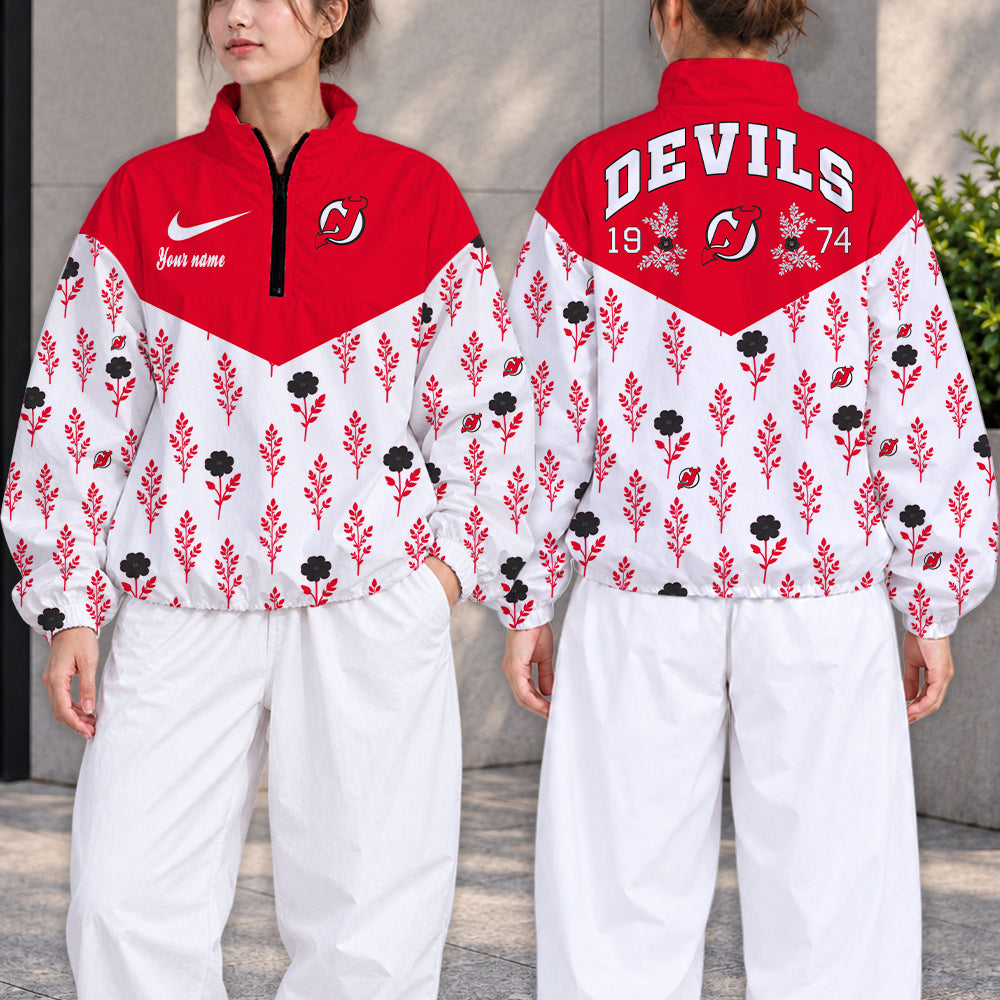 SPECIAL EDITION - NEW CUSTOMIZED NHL06 NJD NEW JERSEY DEVILS V-NECK ZIPPER SWEATSHIRT JACKET
