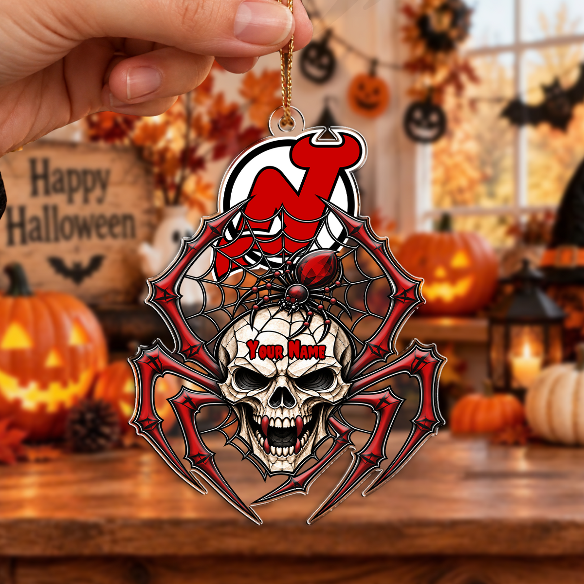 FINAL SALE - NEW CUSTOMIZED NHL06 NJD NEW JERSEY DEVILS HALLOWEEN ACRYLIC ORNAMENT