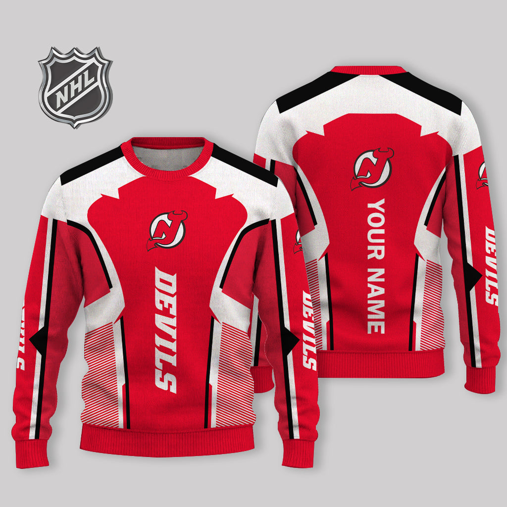 LIMITED EDITION - NEW CUSTOMIZED NHL06 NJD NEW JERSEY DEVILS UGLY SWEATER