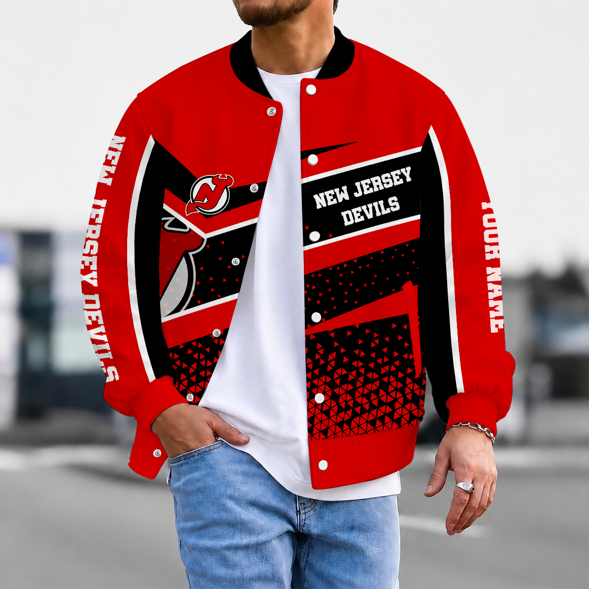 LIMITED EDITION - NEW CUSTOMIZED NHL06 NJD NEW JERSEY DEVILS SATIN VARSITY JACKET & BASEBALL JACKET