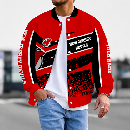 LIMITED EDITION - NEW CUSTOMIZED NHL06 NJD NEW JERSEY DEVILS SATIN VARSITY JACKET & BASEBALL JACKET