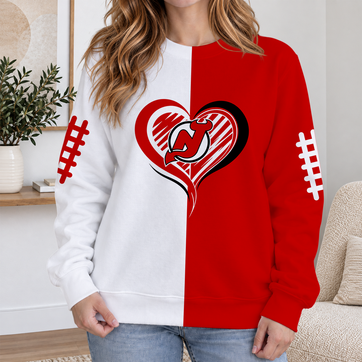 LIMITED EDITION - NEW CUSTOMIZED NHL06 NJD NEW JERSEY DEVILS RIBBED HOODIE & SWEATSHIRT