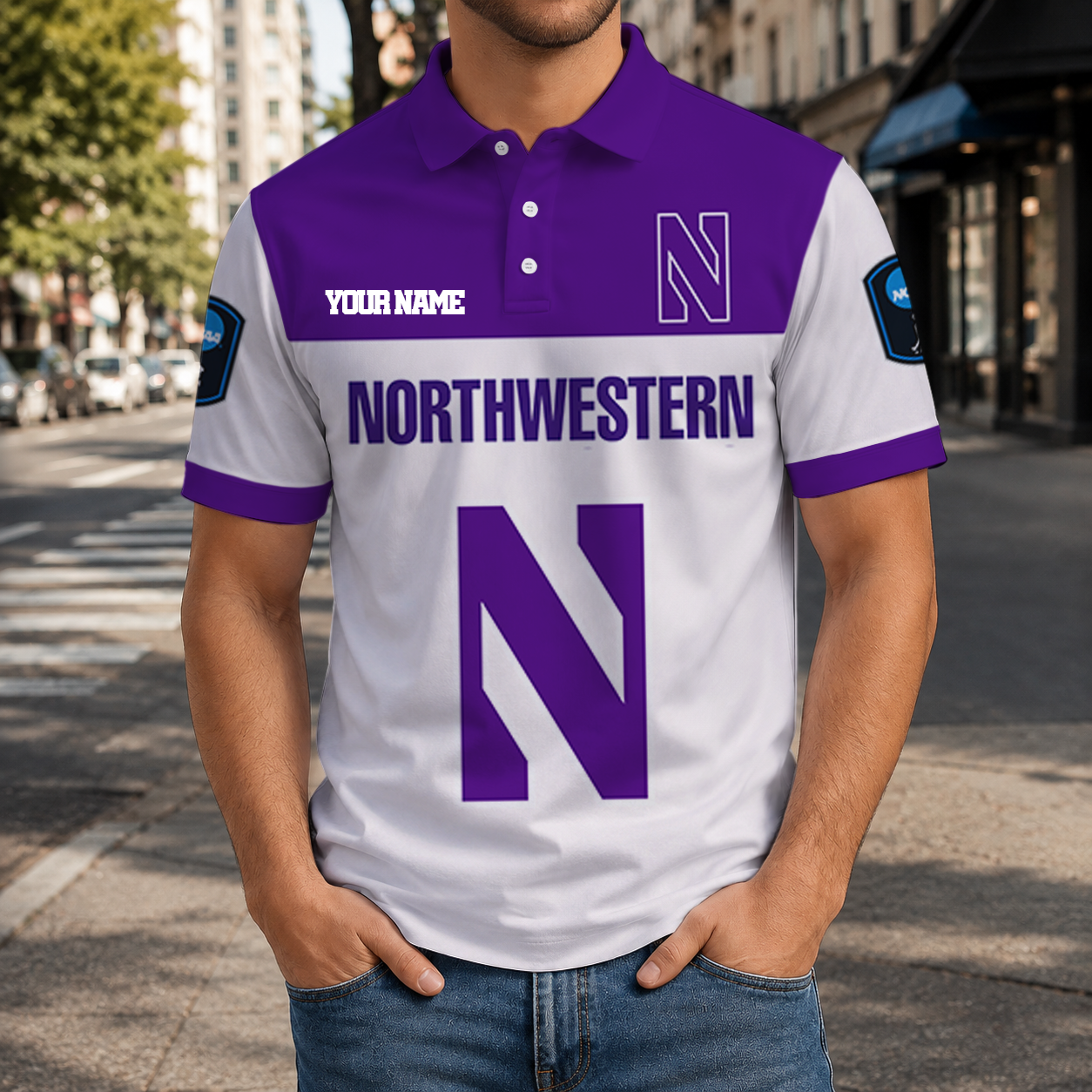 VIRAL EDITION - NEW CUSTOMIZED NCAA CFH06 NOW NORTHWESTERN WILDCATS POLO SHIRT, ZIP POLO SHIRT & T-SHIRTS