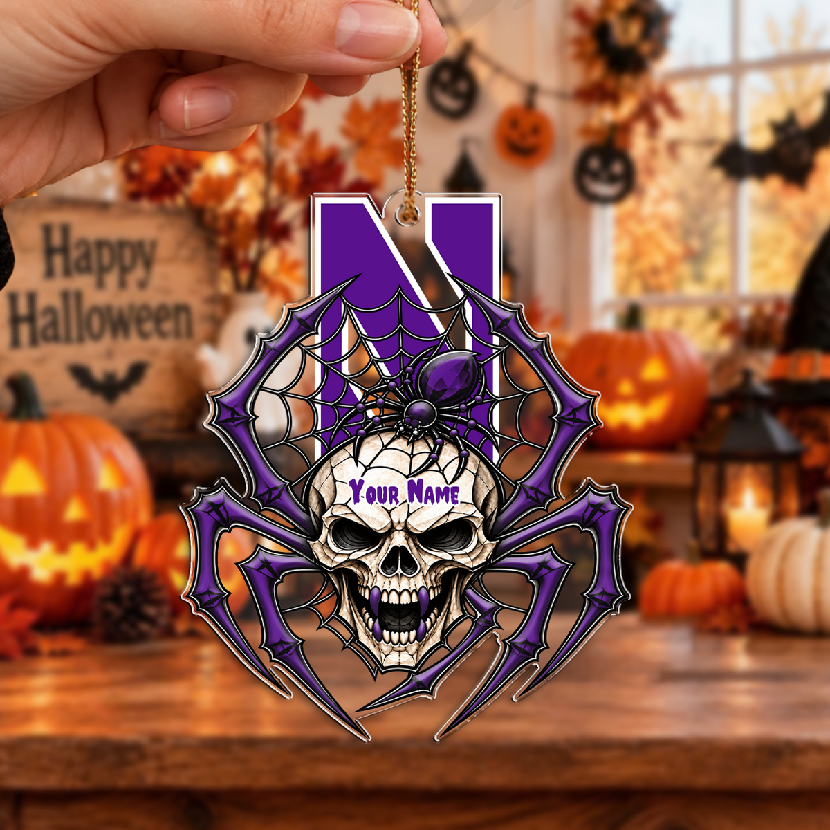 FINAL SALE - NEW CUSTOMIZED NCAA CFH06 NOW NORTHWESTERN WILDCATS HALLOWEEN ACRYLIC ORNAMENT
