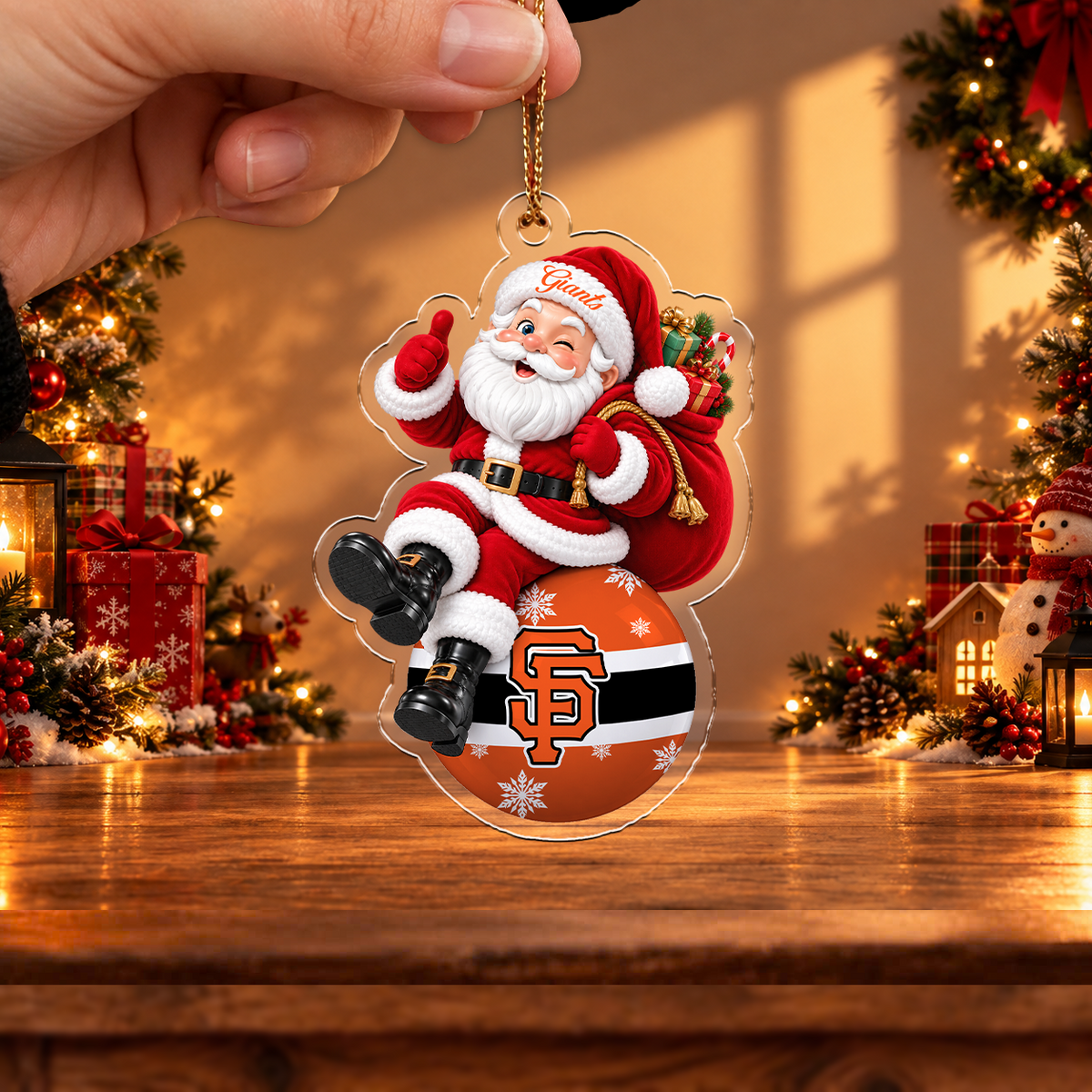 FLASH SALE - NEW CUSTOMIZED MLB06 SFG SAN FRANCISCO GIANTS CHRISTMAS ACRYLIC ORNAMENT