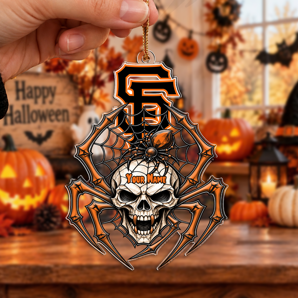FINAL SALE - NEW CUSTOMIZED MLB06 SFG SAN FRANCISCO GIANTS HALLOWEEN ACRYLIC ORNAMENT