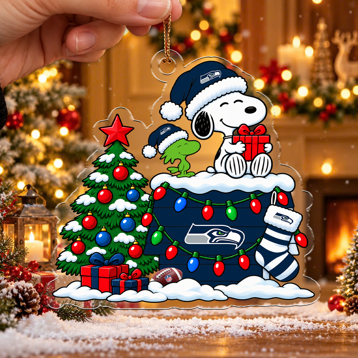 HOT DEAL - NEW CUSTOMIZED NFL06 SSH SEATTLE SEAHAWKS CHRISTMAS ACRYLIC ORNAMENT