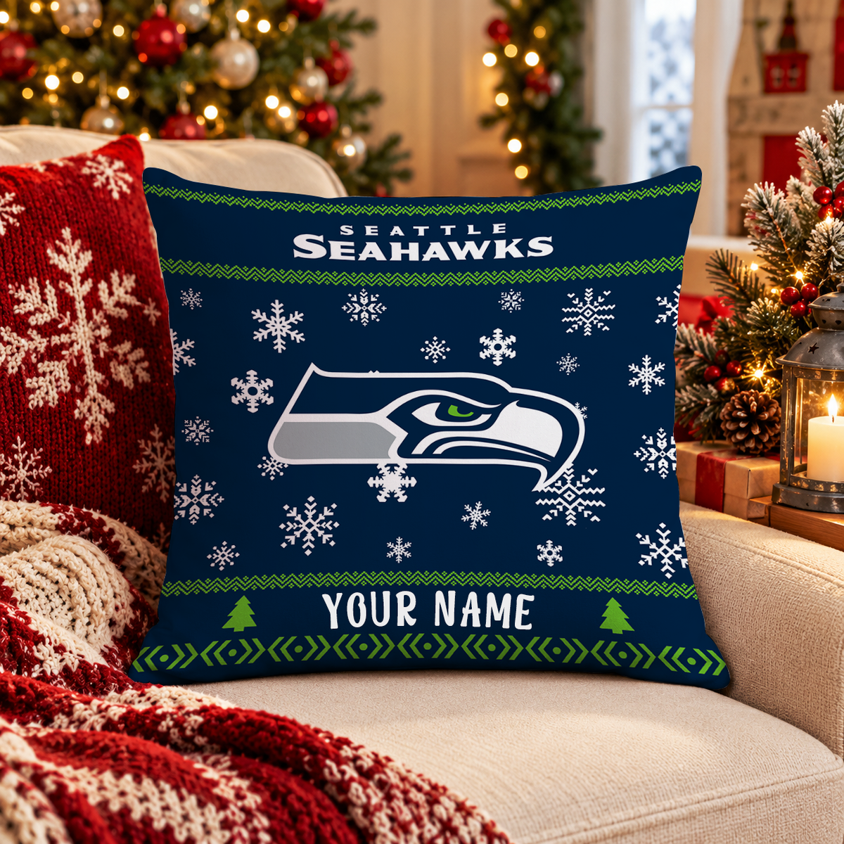 FINAL SALE - NEW PERSONALIZED NFL06 SSH SEATTLE SEAHAWKS PILLOW CASE