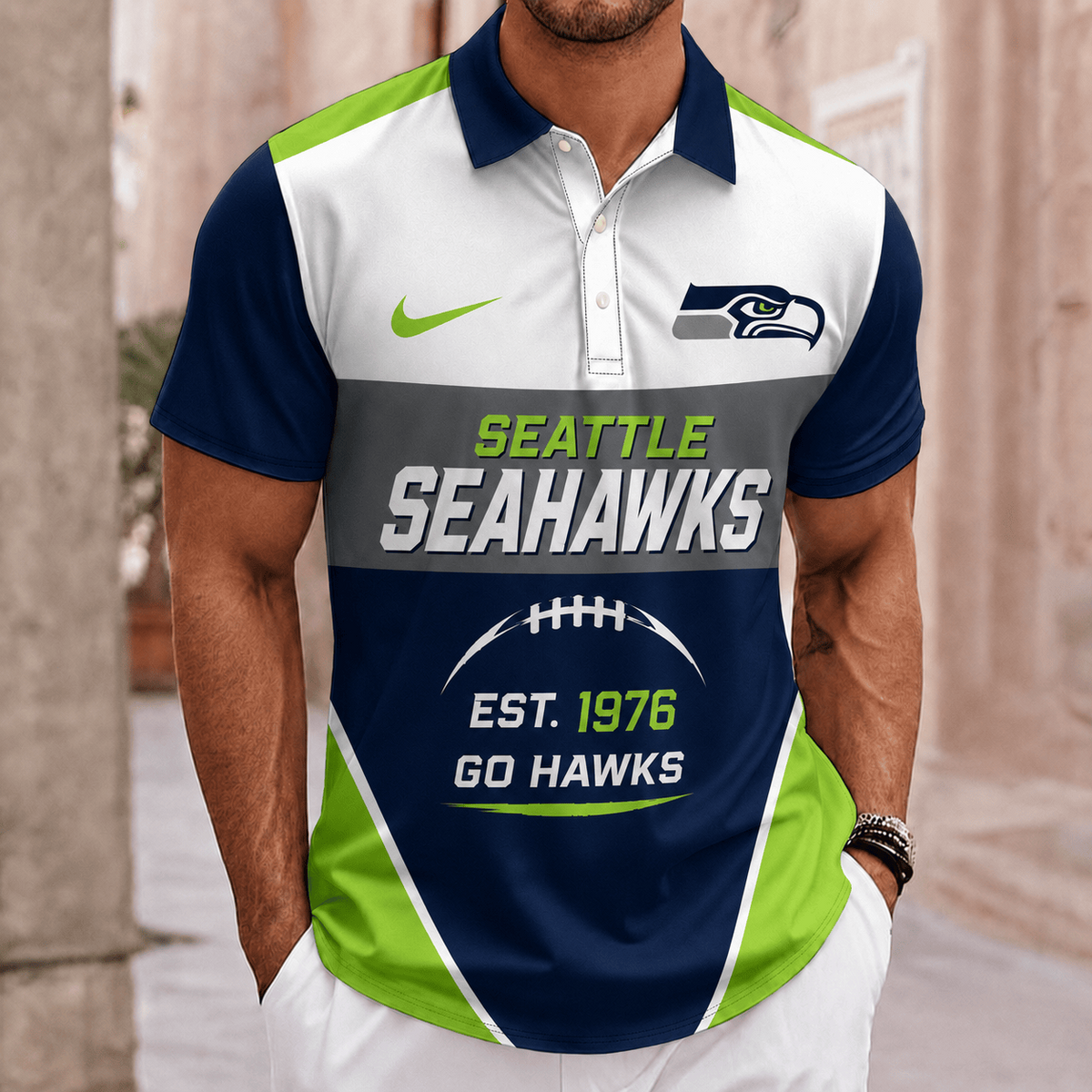 ELITE EDITION - NEW CUSTOMIZED NFL06 SSH SEATTLE SEAHAWKS POLO SHIRT, ZIP POLO SHIRT & T-SHIRTS