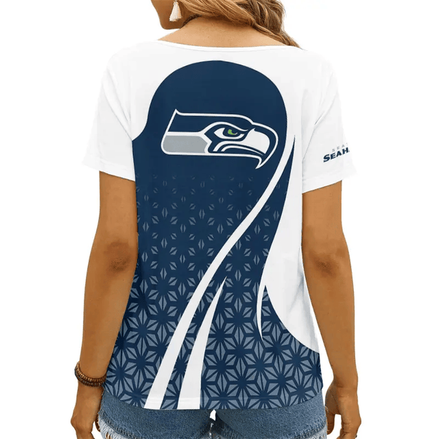 [SPECIAL OFFER] NEW CUSTOMIZED NFL06 SSH SEATLLE SEAHAWKS V-NECK FEMALE SHIRT