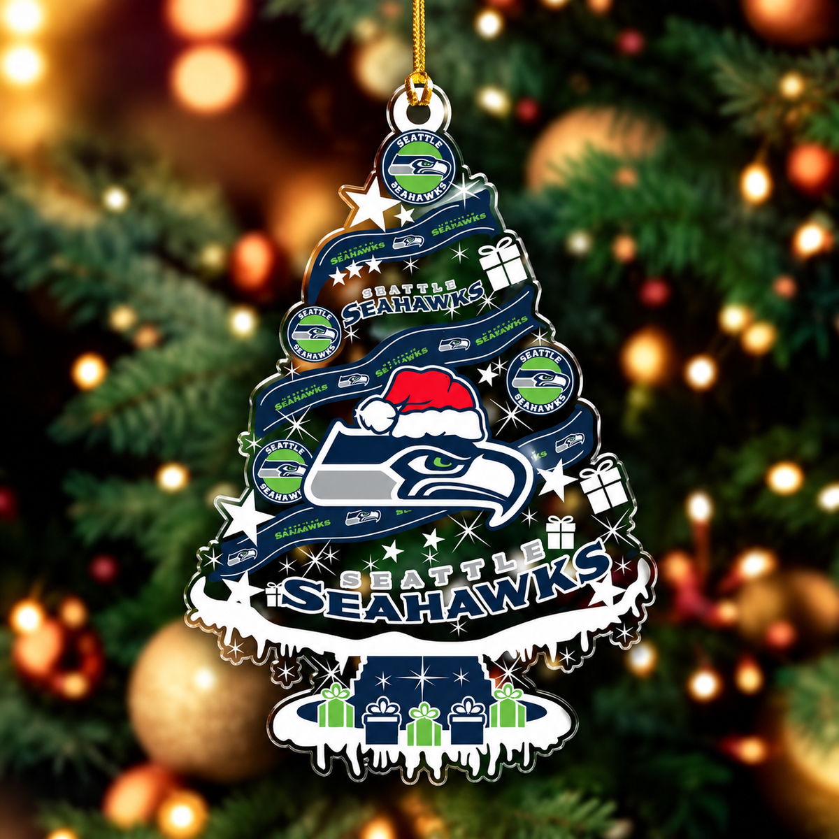 SPECIAL EDITION - NEW CUSTOMIZED NFL06 SSH SEATTLE SEAHAWKS CHRISTMAS ACRYLIC ORNAMENT