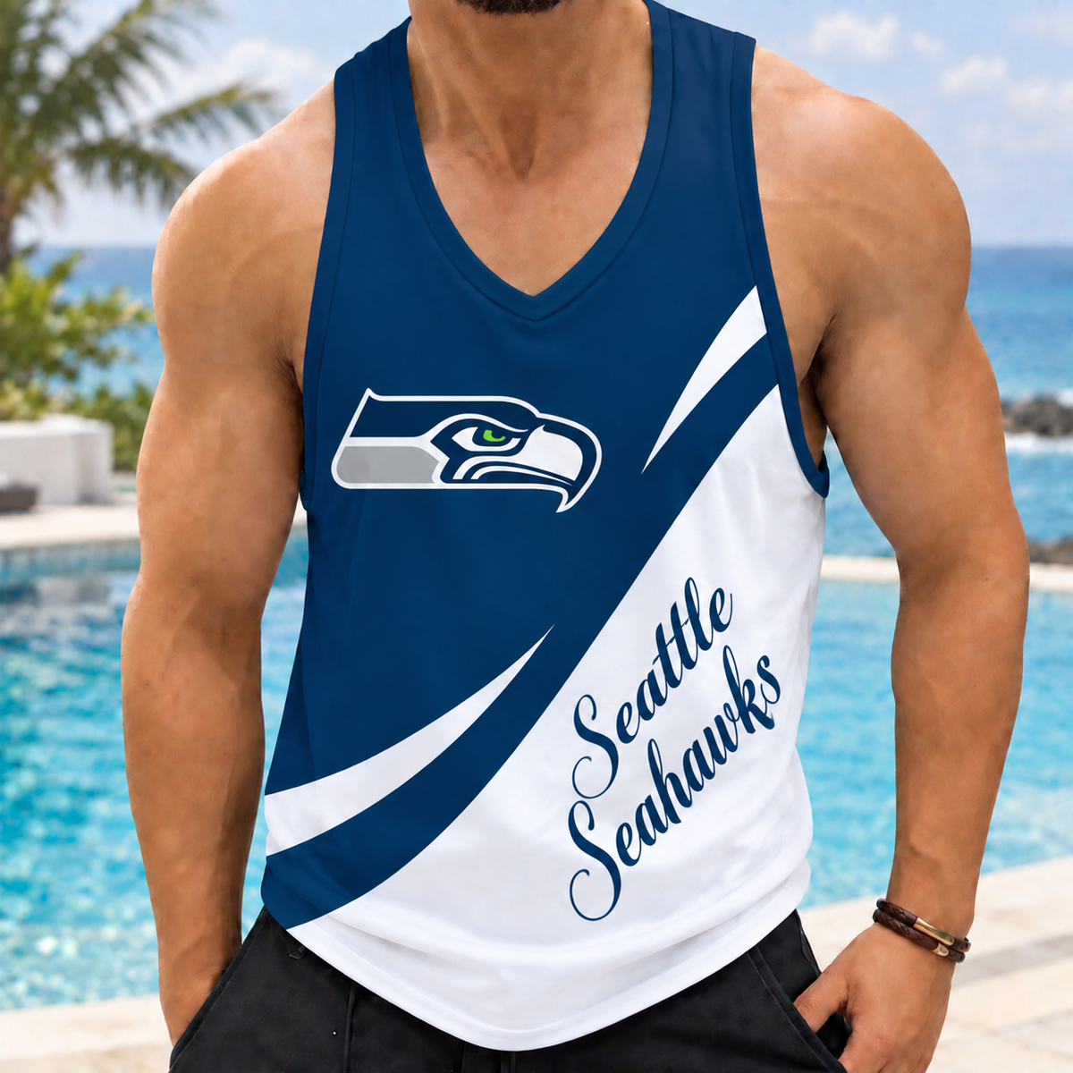 ELITE EDITION - NEW CUSTOMIZED NFL06 SSH SEATTLE SEAHAWKS MEN'S TANK TOP