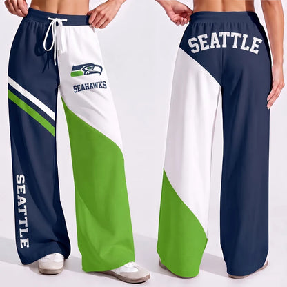 LIMITED EDITION - NEW CUSTOMIZED NFL06 SSH SEATTLE SEAHAWKS WOMEN'S WIDE LEG PANTS