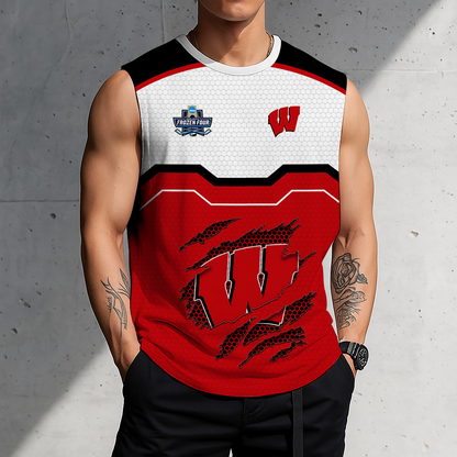 LIMITED EDITION - NEW CUSTOMIZED NCAA MFF06 WSB WISCONSIN BADGERS MEN'S GYM SHIRT