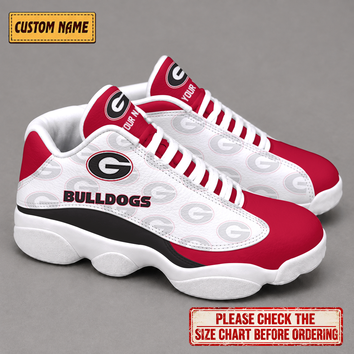 LIMITED EDITION - NEW CUSTOMIZED NCAA FBS06 GEB GEORGIA BULLDOGS AIR JORDAN 13 LOW TOP SNEAKER