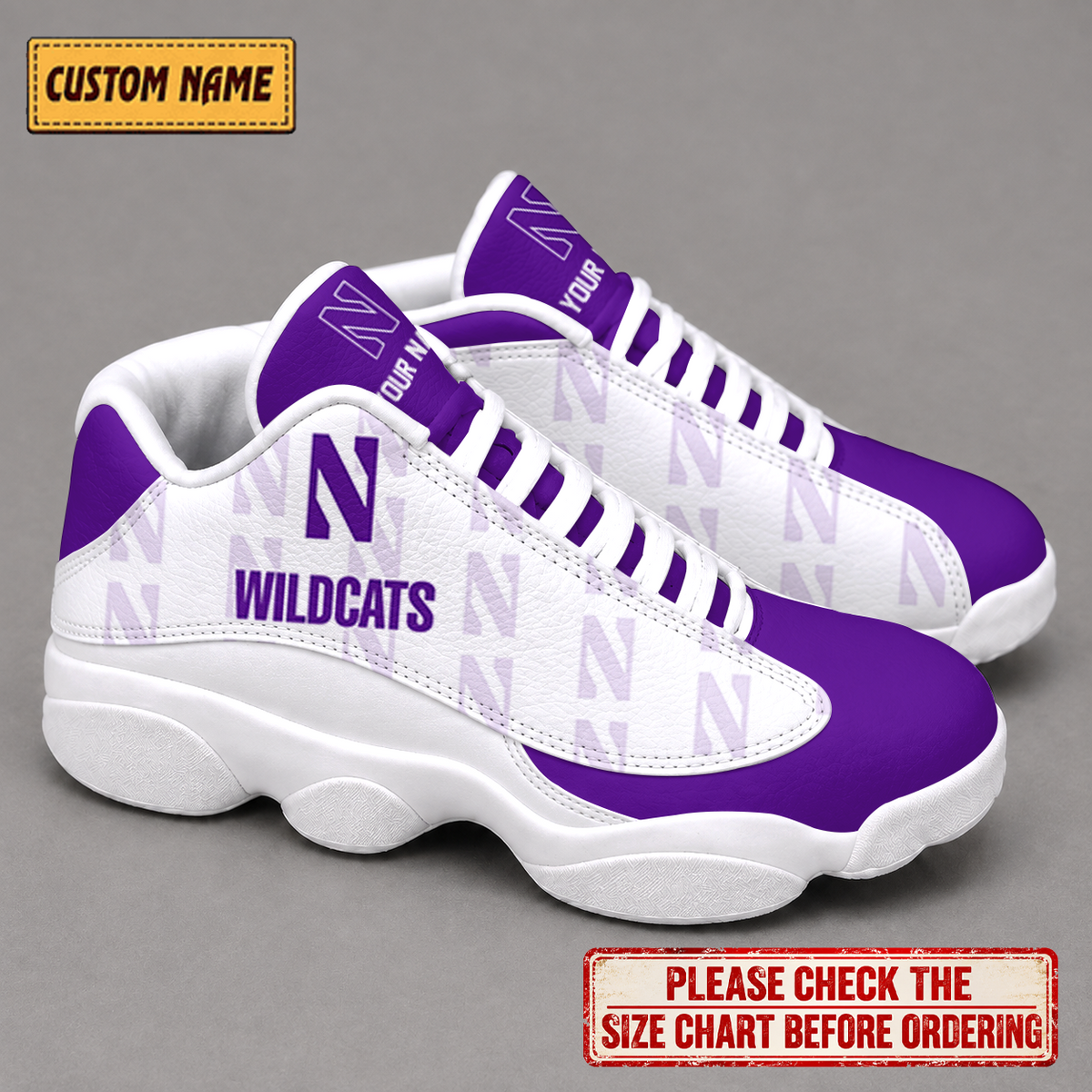 LIMITED EDITION - NEW CUSTOMIZED NCAA CFH06 NOW NORTHWESTERN WILDCATS AIR JORDAN 13 LOW TOP SNEAKER