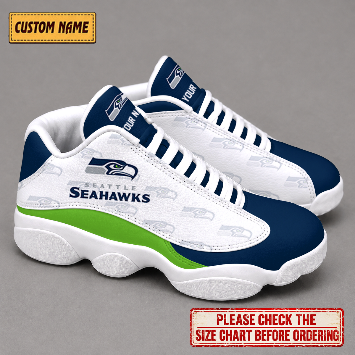 LIMITED EDITION - NEW CUSTOMIZED NFL06 SSH SEATTLE SEAHAWKS AIR JORDAN 13 LOW TOP SNEAKER
