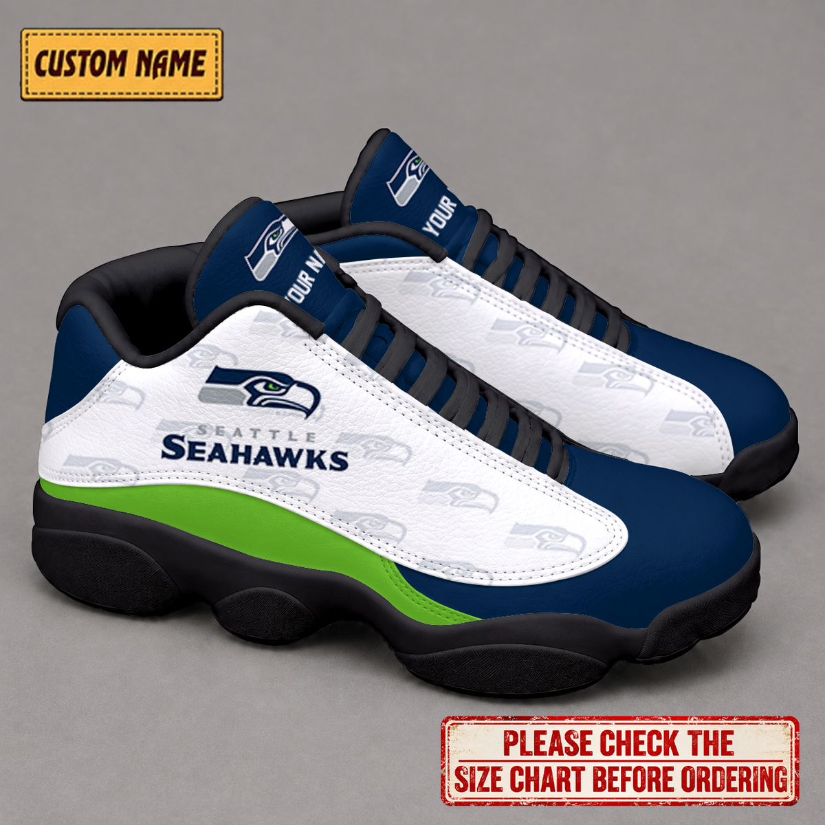 LIMITED EDITION - NEW CUSTOMIZED NFL06 SSH SEATTLE SEAHAWKS AIR JORDAN 13 LOW TOP SNEAKER