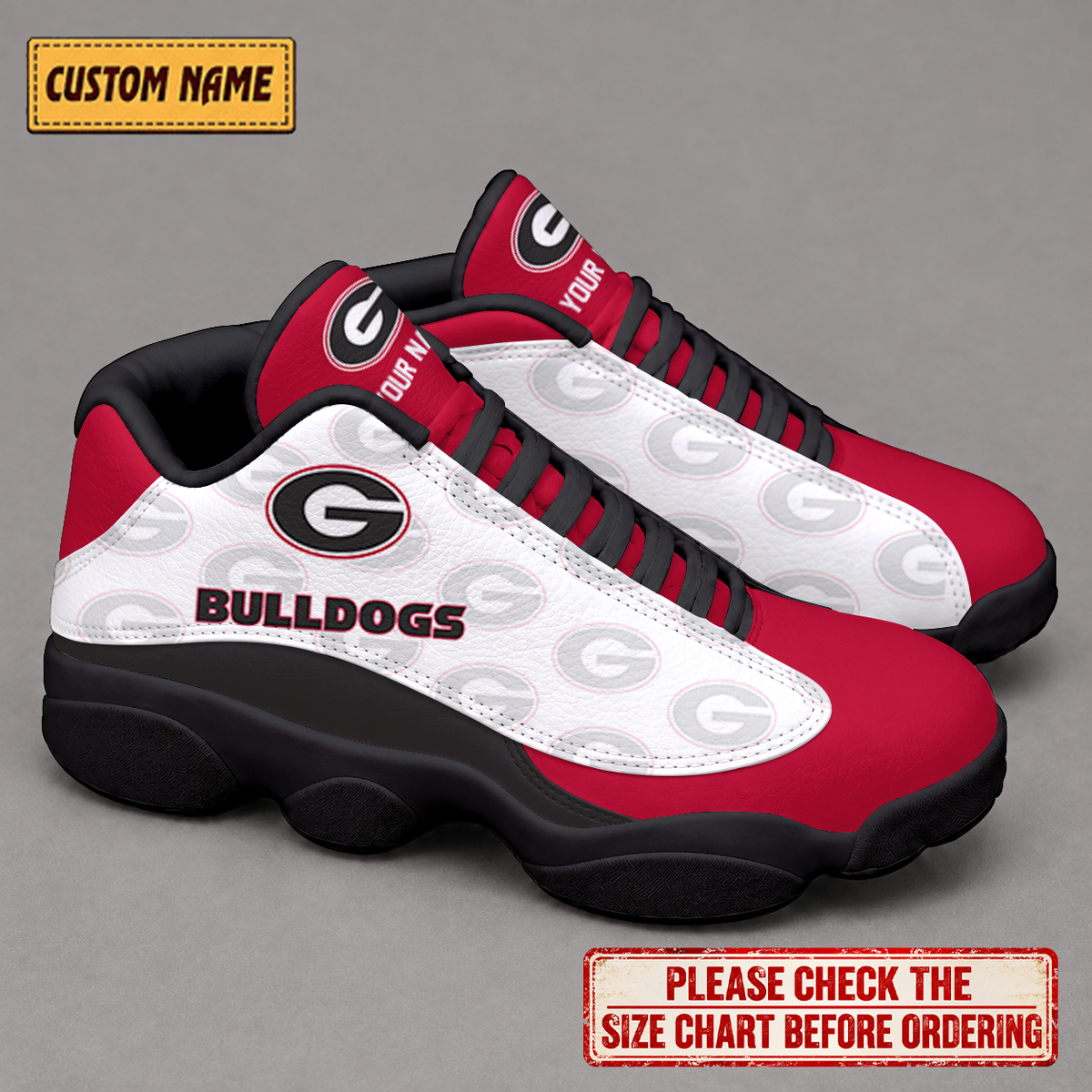 LIMITED EDITION - NEW CUSTOMIZED NCAA FBS06 GEB GEORGIA BULLDOGS AIR JORDAN 13 LOW TOP SNEAKER