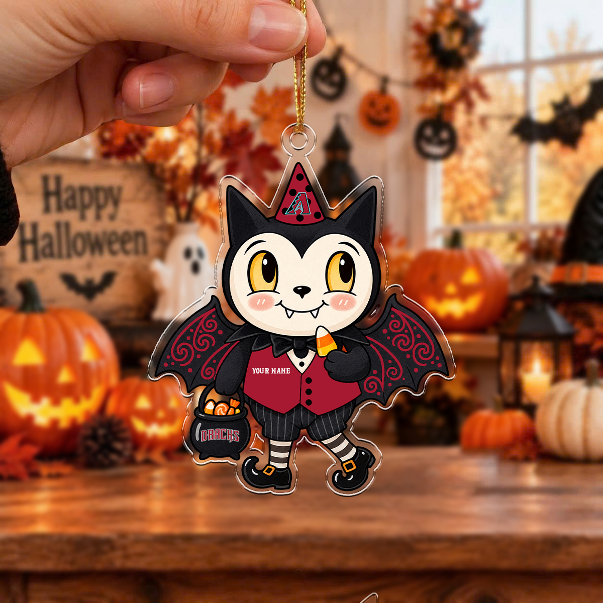 SPECIAL EDITION - NEW CUSTOMIZED MLB07 ADS ARIZONA DIAMONDBACKS HALLOWEEN ACRYLIC ORNAMENT