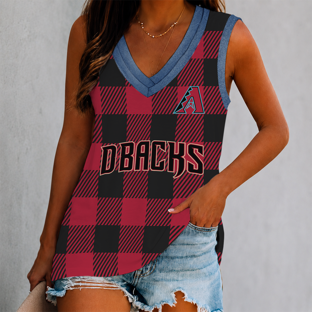 SPECIAL EDITION - NEW CUSTOMIZED MLB07 ADS ARIZONA DIAMONDBACKS WOMEN'S V-NECK TANK TOP