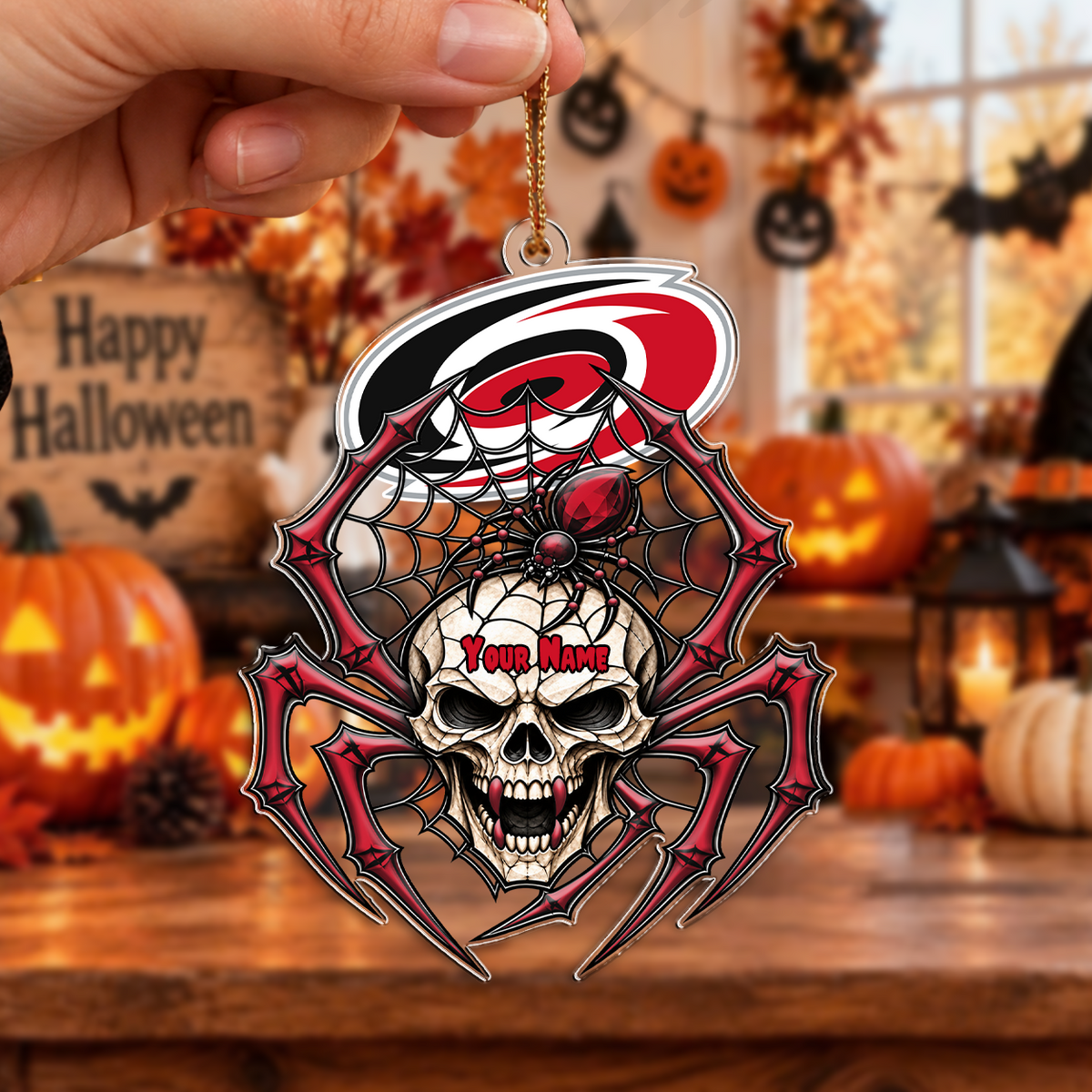 FINAL SALE - NEW CUSTOMIZED NHL07 CLH CAROLINA HURRICANES HALLOWEEN ACRYLIC ORNAMENT
