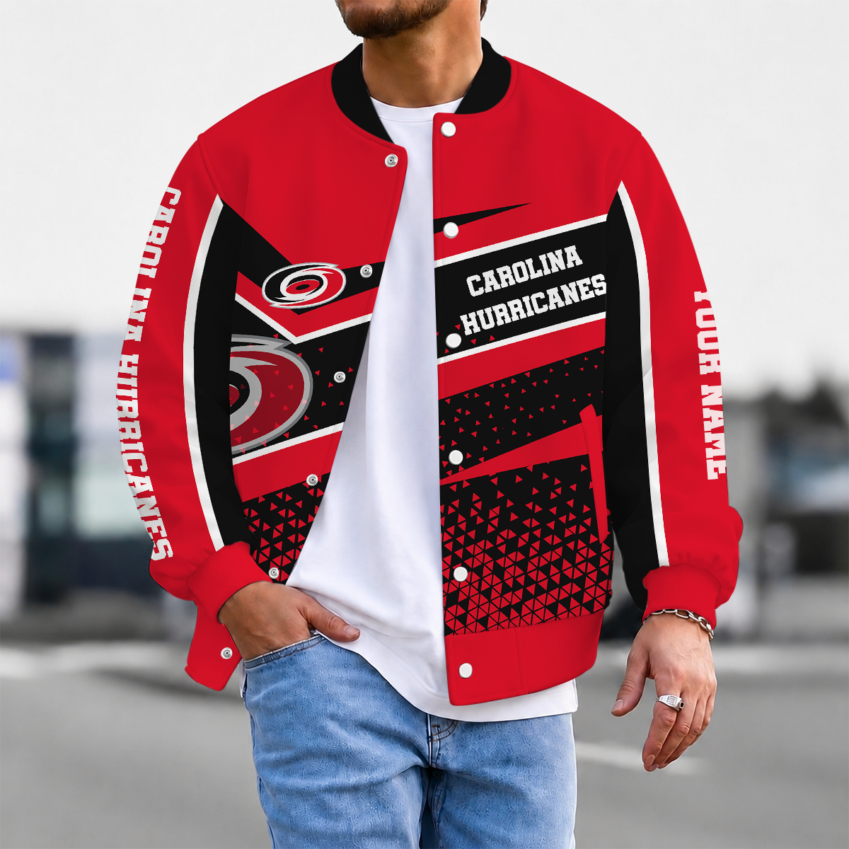 LIMITED EDITION - NEW CUSTOMIZED NHL07 CLH CAROLINA HURRICANES SATIN VARSITY JACKET & BASEBALL JACKET