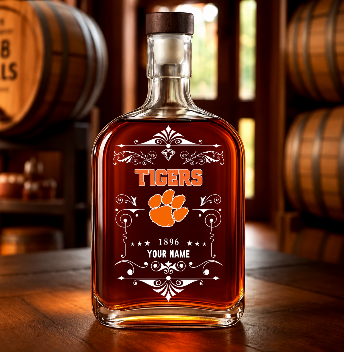EXCLUSIVE EDITION - NEW CUSTOMIZED NCAA FBS07 CST CLEMSON TIGERS LUXURY WHISKEY BOTTLE 450ML