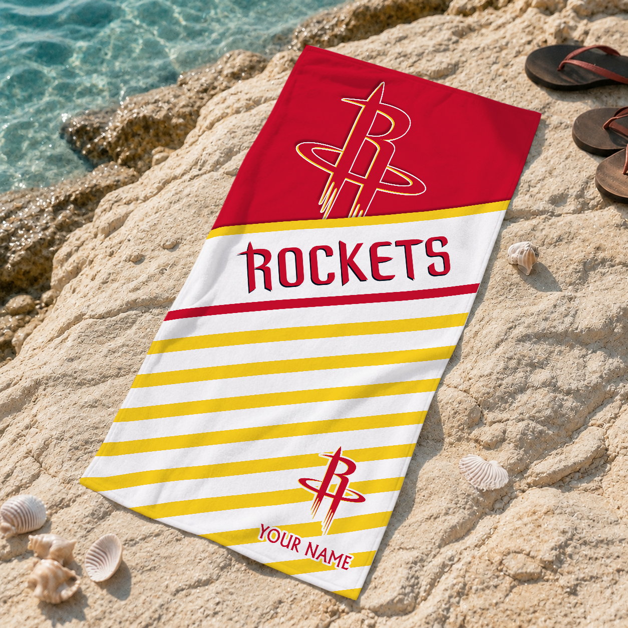 FINAL SALE - NEW CUSTOMIZED NBA07 HRO HOUSTON ROCKETS BEACH TOWEL FOR FAN