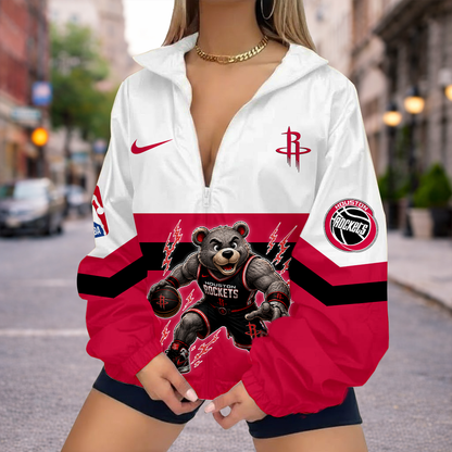 FINAL SALE - NEW CUSTOMIZED NBA07 HRO HOUSTON ROCKETS V-NECK ZIPPER SWEATSHIRT JACKET