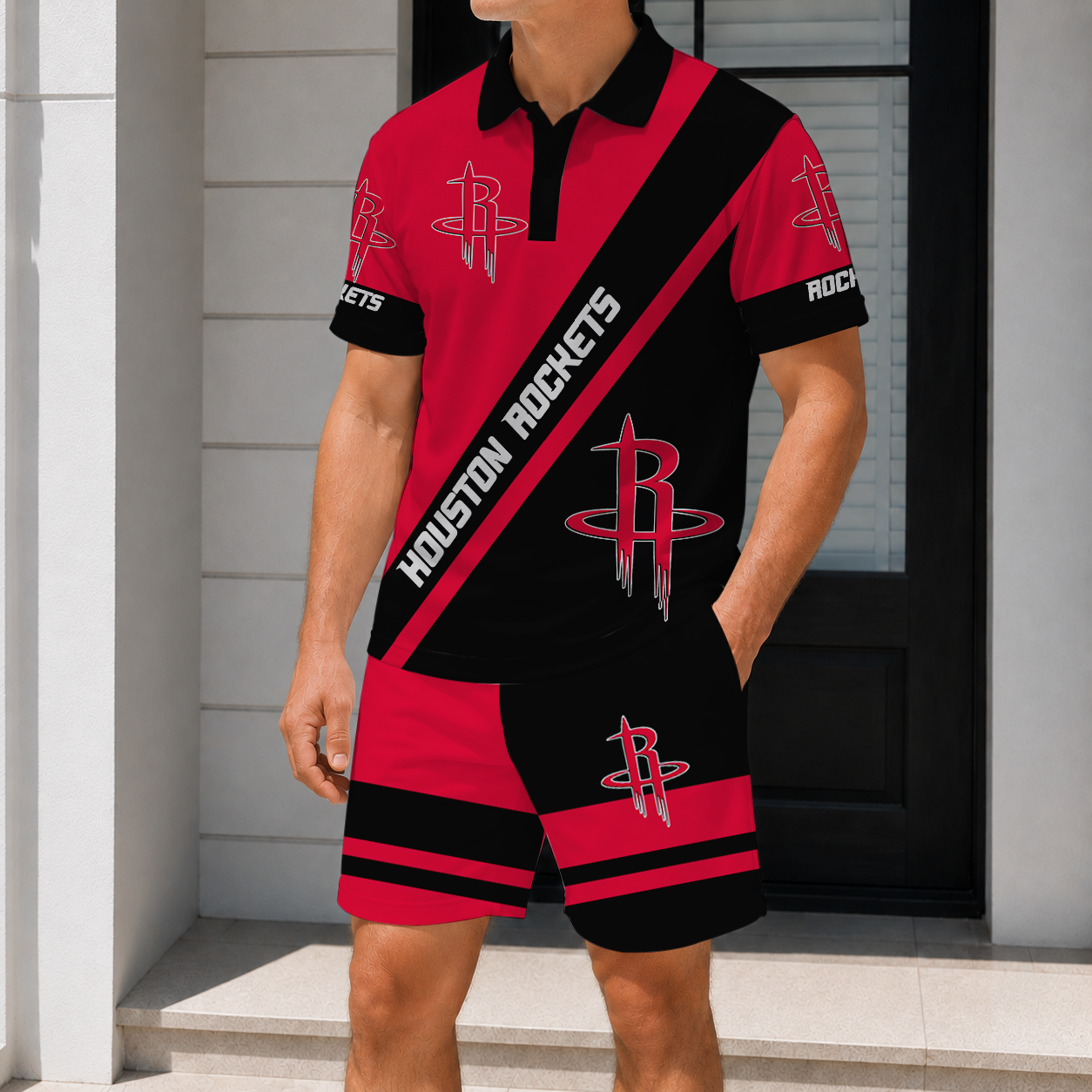 FINAL SALE - NEW CUSTOMIZED NBA07 HRO HOUSTON ROCKETS POLO SHIRT & SHORT PANTS SET