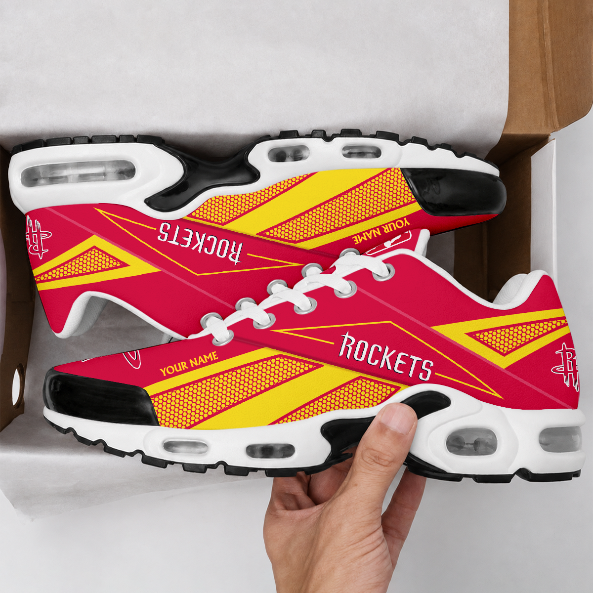 FLASH SALE - NEW CUSTOMIZED NBA07 HRO HOUSTON ROCKETS AIR MAX PLUS SNEAKERS