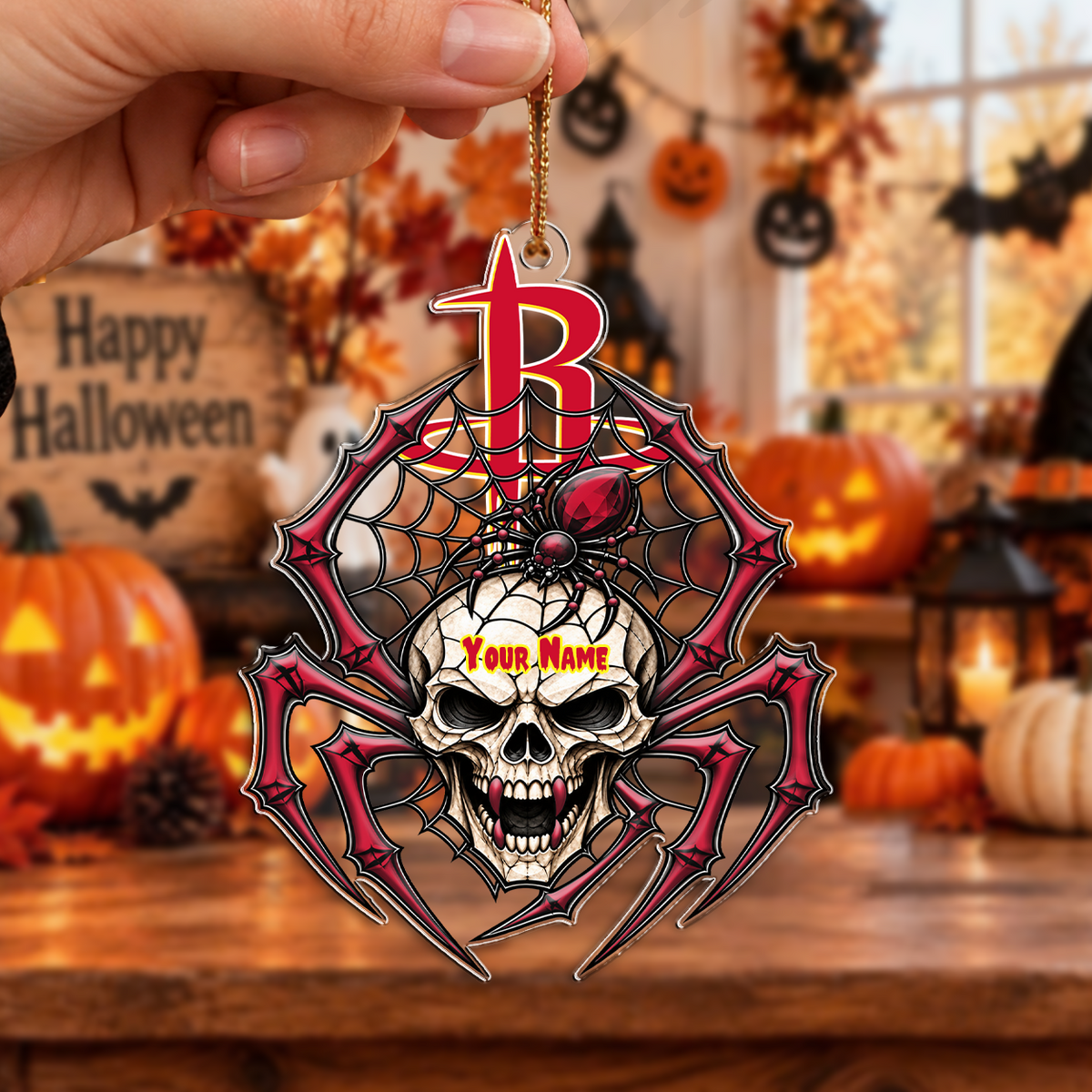 VIRAL EDITION - NEW CUSTOMIZED NBA07 HRO HOUSTON ROCKETS HALLOWEEN ACRYLIC ORNAMENT