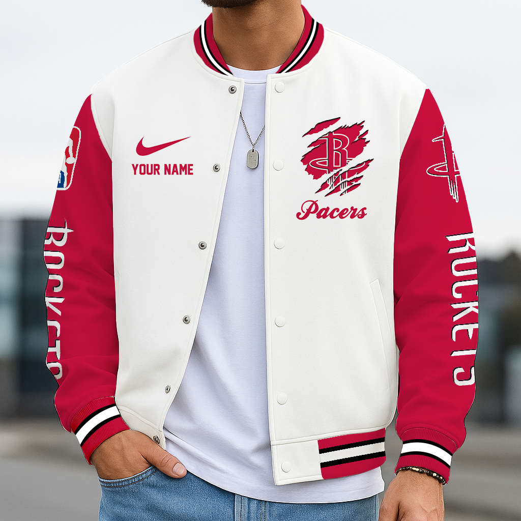 FINAL SALE - NEW CUSTOMIZED NBA07 HRO HT ROCKETS BASEBALL JACKET, SATIN VARSITY JACKET
