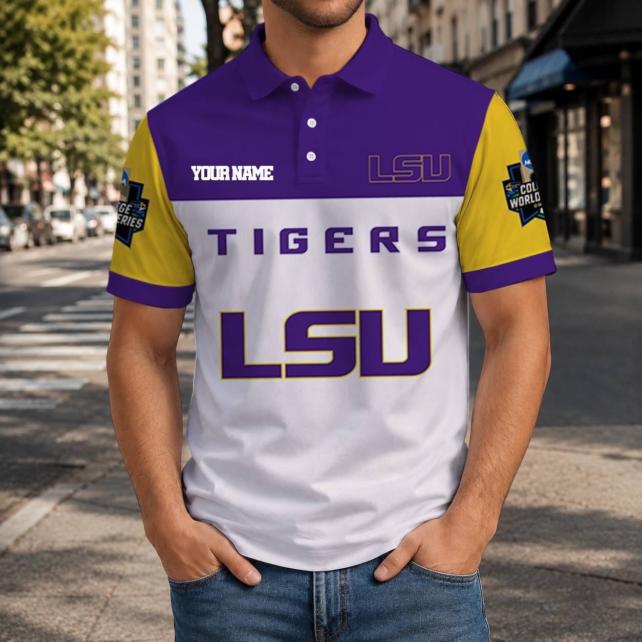 VIRAL EDITION - NEW CUSTOMIZED NCAA CWS07 LST LSU TIGERS T-SHIRT, POLO SHIRT, ZIP POLO SHIRT, SWEATSHIRT, HOODIE & ZIP HOODIE