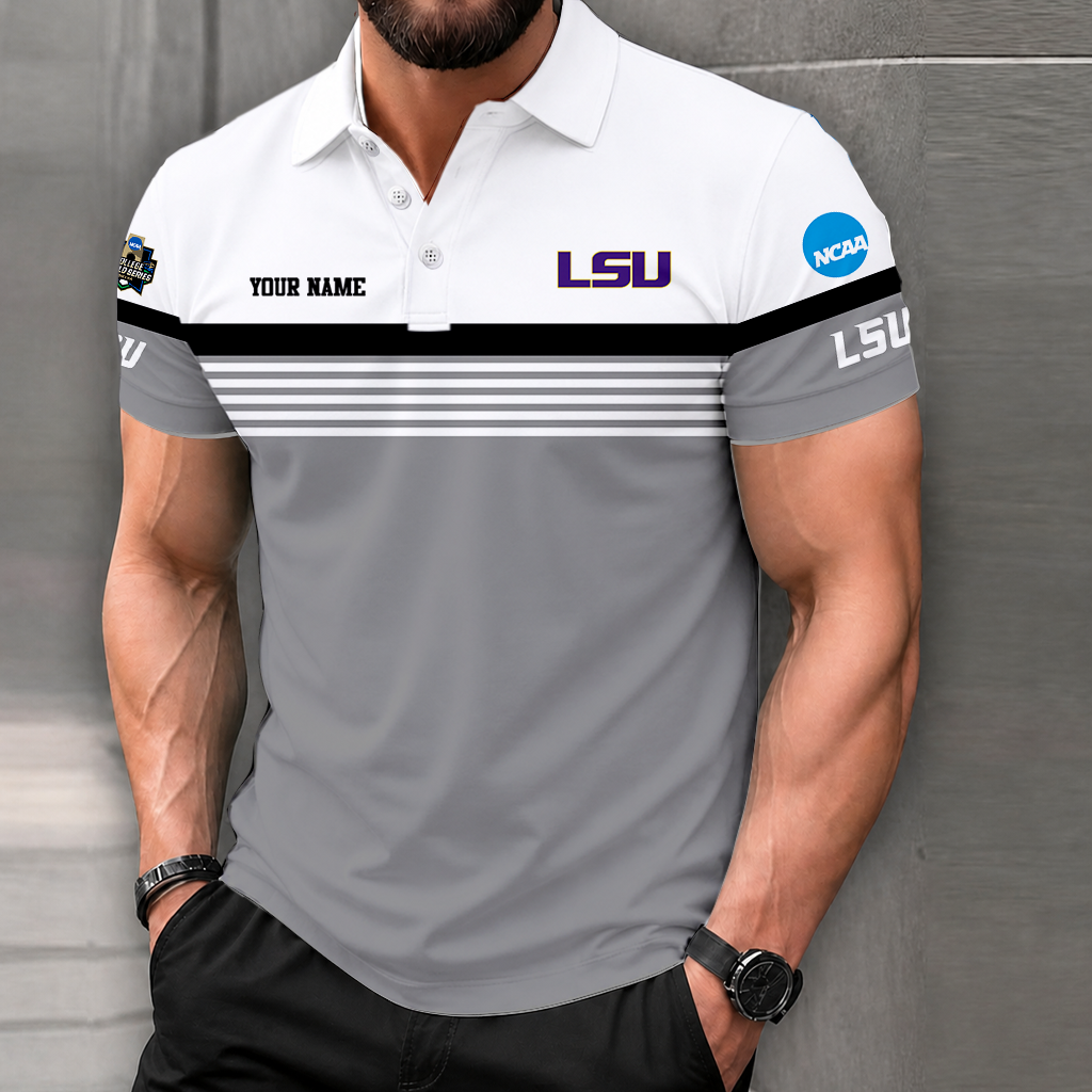 LIMITED EDITION - NEW CUSTOMIZED NCAA CWS07 LST LSU TIGERS POLO SHIRT