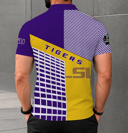 LIMITED EDITION - NEW CUSTOMIZED NCAA CWS07 LST LSU TIGERS POLO SHIRT
