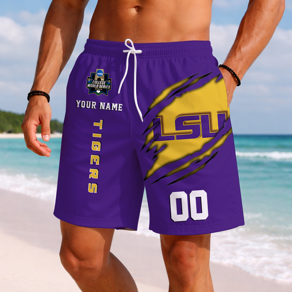 LIMITED DROP - NEW CUSTOMIZED | NCAA CWS07 LST LSU TIGERS SHORT PANTS