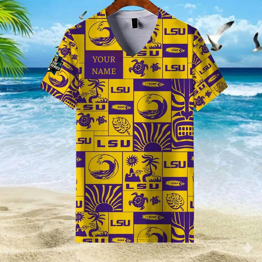 LIMITED EDITION - NEW CUSTOMIZED NCAA CWS07 LST LSU TIGERS V-NECK FEMALE SHIRT