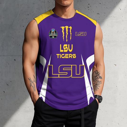 ACTIVE OFFER - NEW CUSTOMIZED | NCAA CWS07 LST LSU TIGERS MEN'S GYM SHIRT